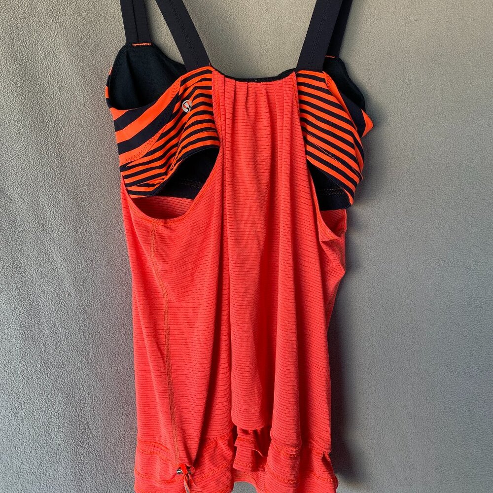 Lululemon No Limits Tank | Red & Black Stripe Flowy Racerback Built-In Bra Top - Picture 4 of 6